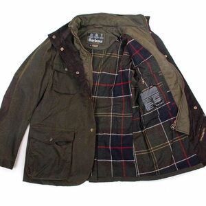 Barbour Olive Field Jacket with Plaid Lining
